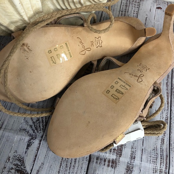 Joie iridescent tan gladiator strap peep toe heels - Picture 7 of 10